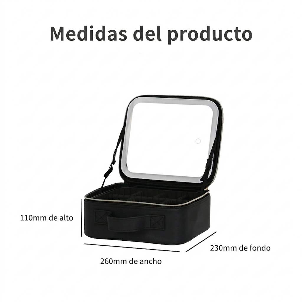 Cosmetiquera con Espejo y Luz Led