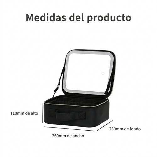 Cosmetiquera con Espejo y Luz Led