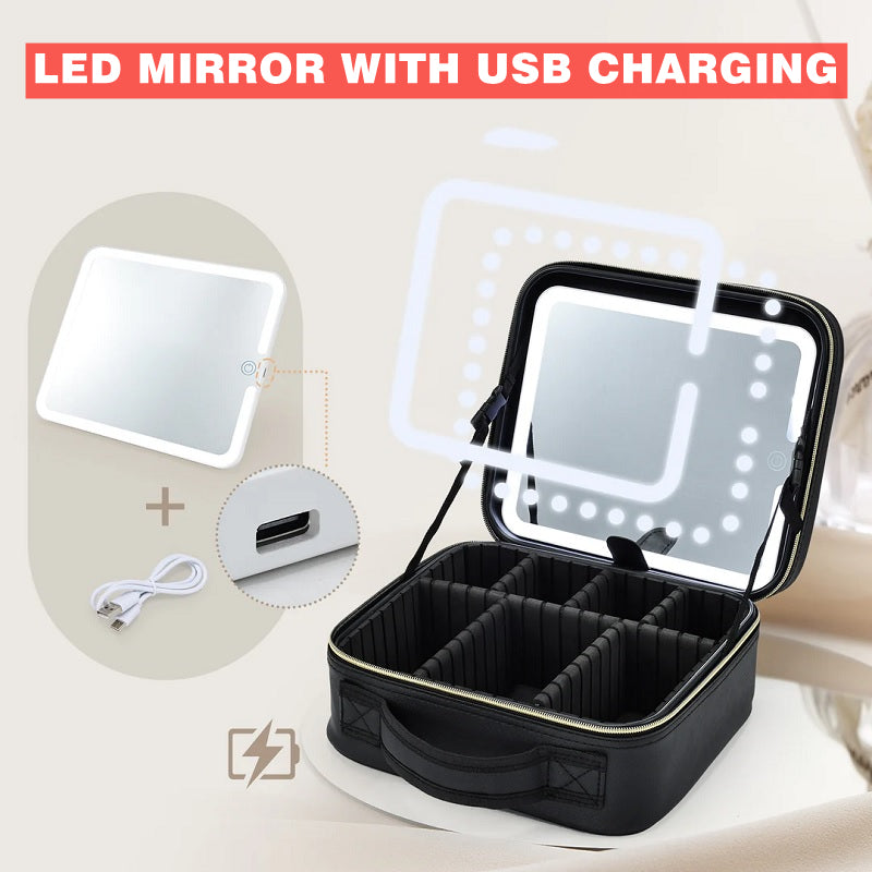 Cosmetiquera con Espejo y Luz Led